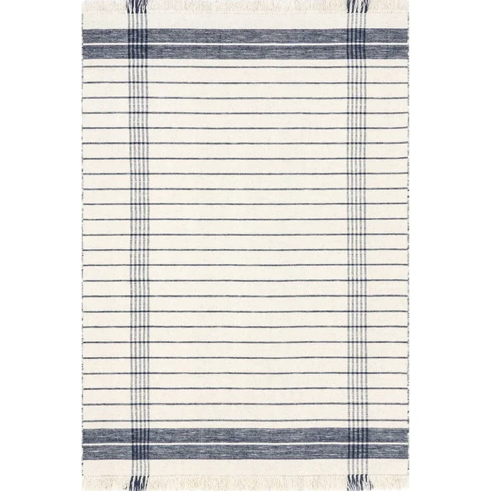 Celena Striped Wool Fringe Area Rug