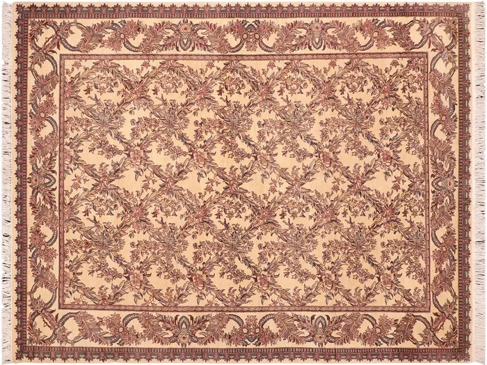 Cris cross Heritage Branda Ivory/Pink Wool Rug – 6’3” x 9’1”