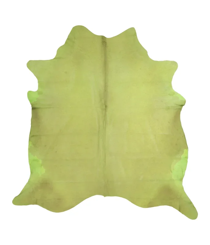 Dyed Lime Green X-Large Brazilian Cowhide Rug 7’2″H x 6’9″W #A20372 by Hudson Hides