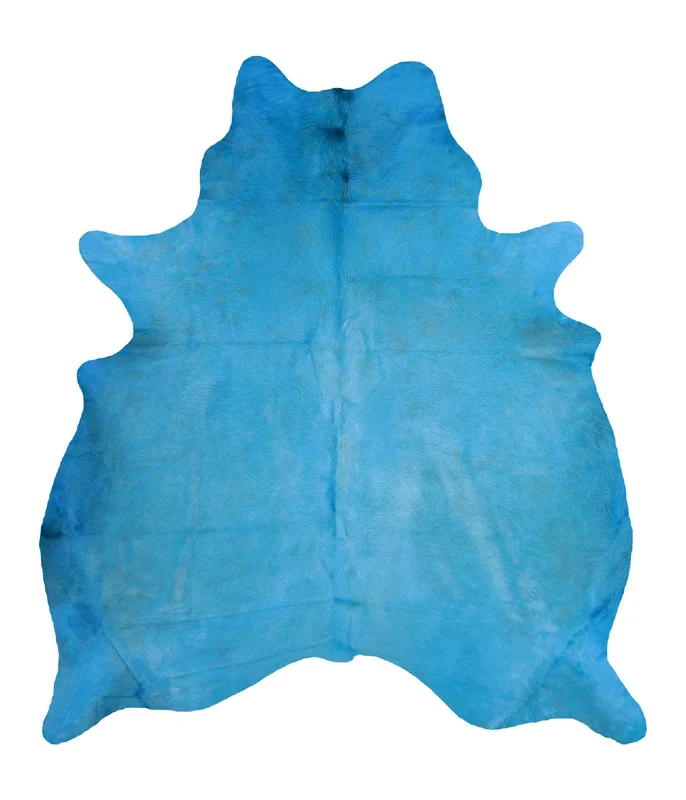 Dyed Sea Blue X-Large Brazilian Cowhide Rug 7’4″H x 6’5″W #A20363 by Hudson Hides