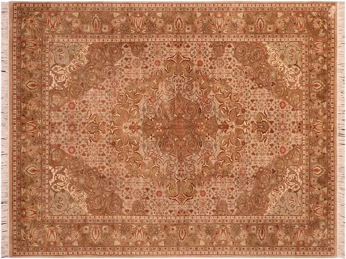 Farhad Heritage Johnny Taupe/Green Wool Rug – 5’11” x 8’6”