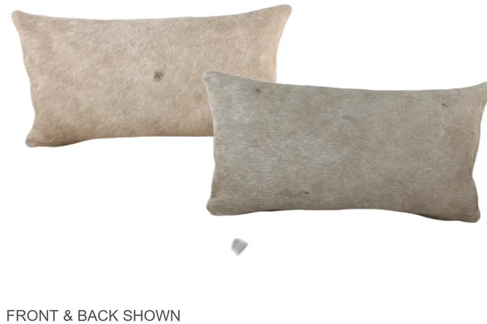 Grey with Beige 12″x22″ Brazilian Cowhide Pillow #A37748 by Hudson Hides