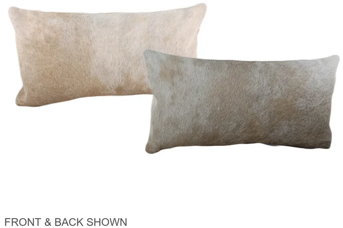 Grey with Beige 12″x22″ Brazilian Cowhide Pillow #A38212 by Hudson Hides
