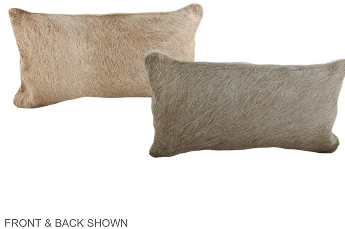 Grey with Beige 12″x22″ Brazilian Cowhide Pillow #A38222 by Hudson Hides