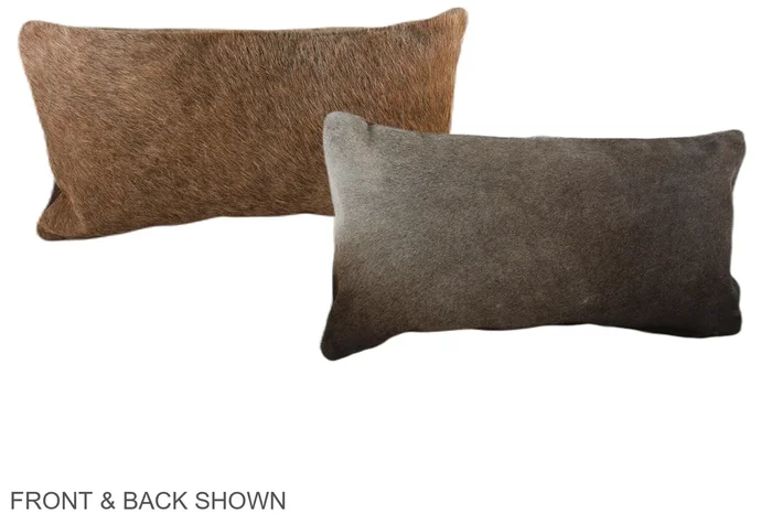 Grey with Beige 12″x22″ Brazilian Cowhide Pillow #A38225 by Hudson Hides