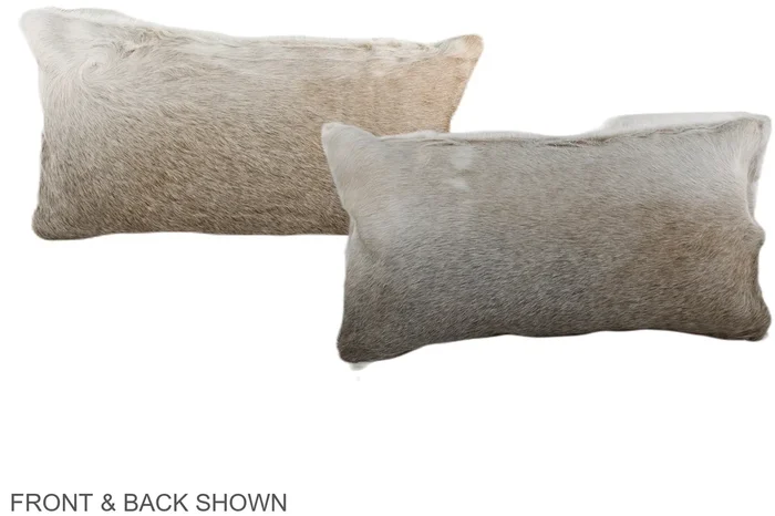 Grey with Beige 12″x22″ Brazilian Cowhide Pillow #A38264 by Hudson Hides