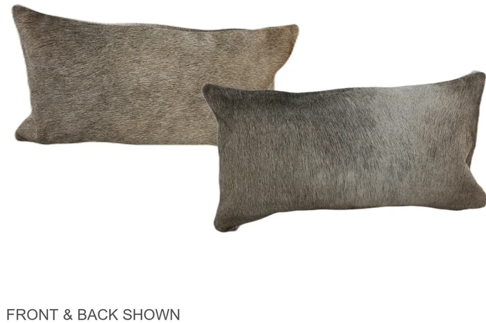 Grey with Beige 12″x22″ Brazilian Cowhide Pillow #A38303 by Hudson Hides