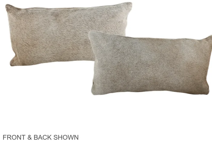 Grey with Beige 12″x22″ Brazilian Cowhide Pillow #A38442 by Hudson Hides