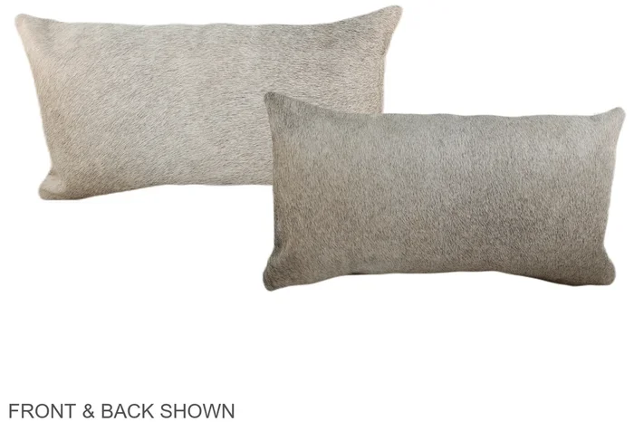 Grey with Beige 12″x22″ Brazilian Cowhide Pillow #A38476 by Hudson Hides