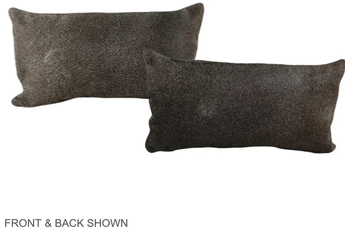 Grey with Beige 12″x22″ Brazilian Cowhide Pillow #A38758 by Hudson Hides