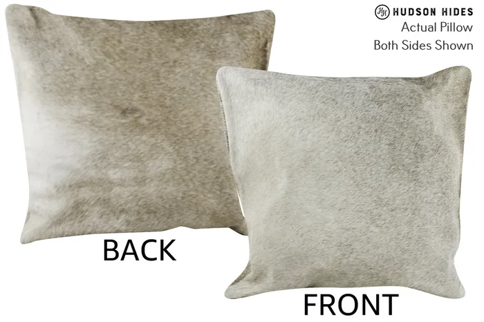 Grey with Beige 16″x16″ Brazilian Cowhide Pillow #86668 by Hudson Hides
