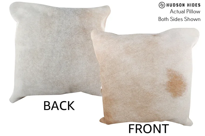 Grey with Beige 20″x20″ Brazilian Cowhide Pillow #76522 by Hudson Hides
