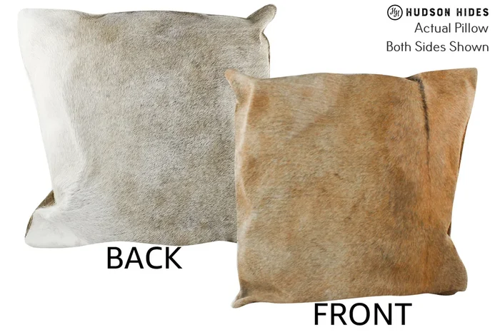 Grey with Beige 20″x20″ Brazilian Cowhide Pillow #87249 by Hudson Hides