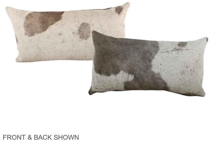 Grey with White 12″x22″ Brazilian Cowhide Pillow #A37893 by Hudson Hides