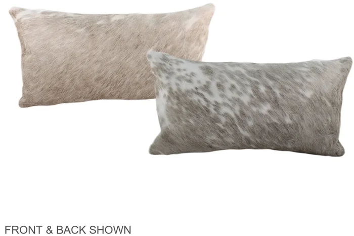 Grey with White 12″x22″ Brazilian Cowhide Pillow #A38090 by Hudson Hides