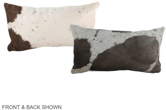 Grey with White 12″x22″ Brazilian Cowhide Pillow #A38175 by Hudson Hides