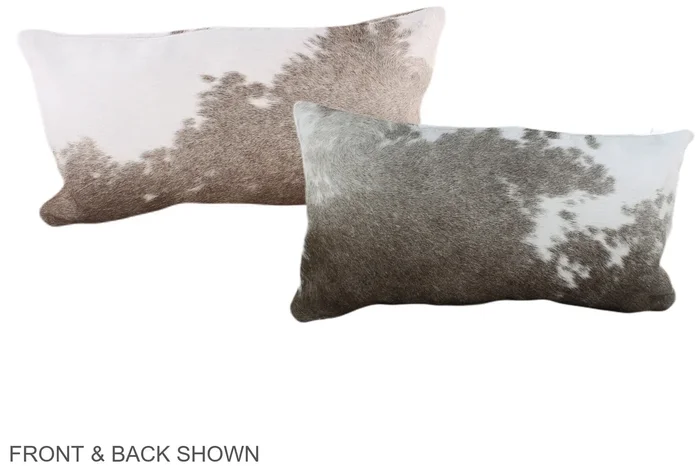 Grey with White 12″x22″ Brazilian Cowhide Pillow #A38535 by Hudson Hides