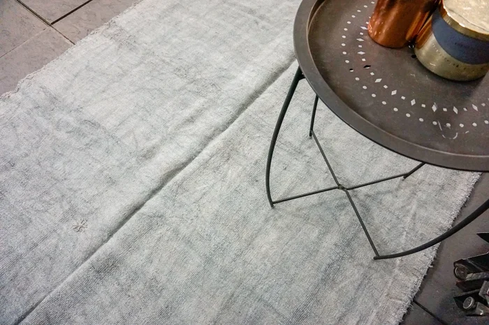 Hemp Kilim 5 x 8 Scandinavian Style MCM Slate Gray Pure Organic Hemp Vintage Turkish ‘1920