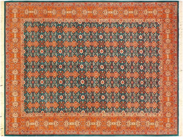 Heritage Trang Teal/Orange Wool Rug – 6’3” x 9’3”