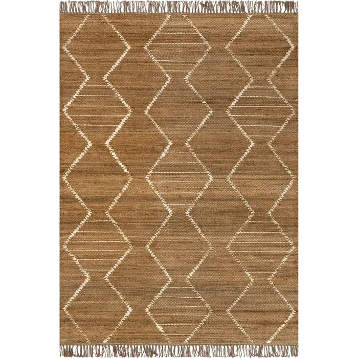 Imaan Raised Geometric Jute Tasseled Area Rug