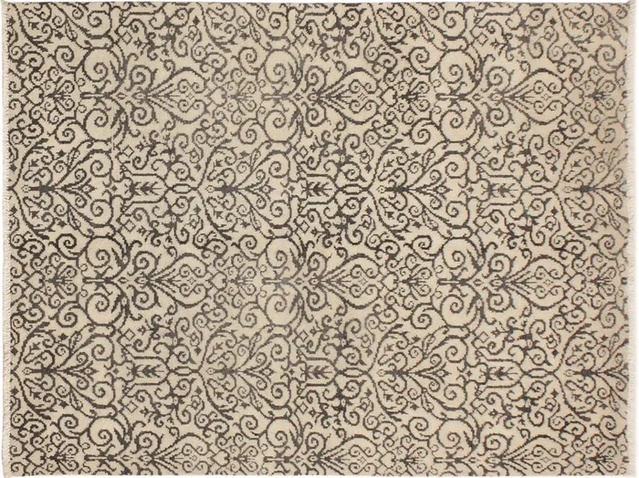 Modern Cyrena Ivory/Gray Wool&Silk Rug – 5’1” x 7’2”