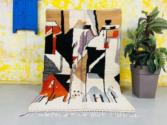 Moroccan Azilal rug 5.1 ft x 8.2 ft, handmade rug, colorful rug, custom rug, berber rug, Abstract Multicolored Carpet, area rug 5×8