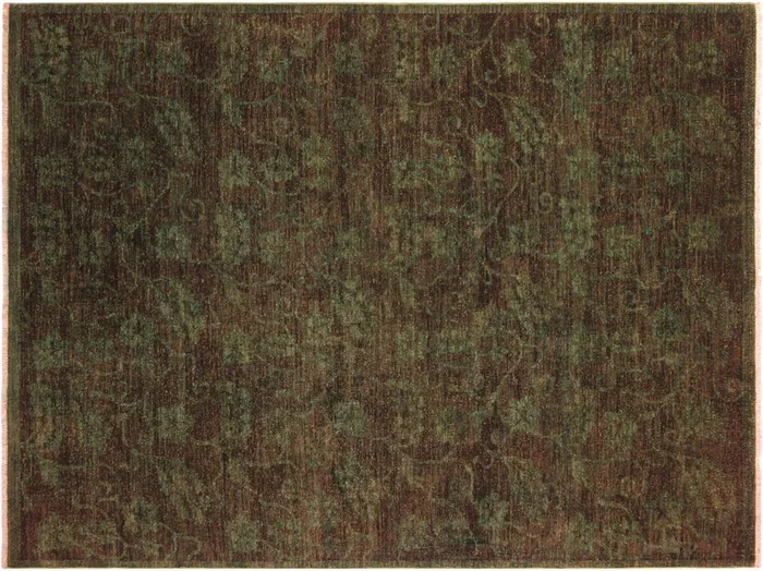 Over Dyed Sandee Green/Green Hand-Knotted Rug – 5’10 x 7’3