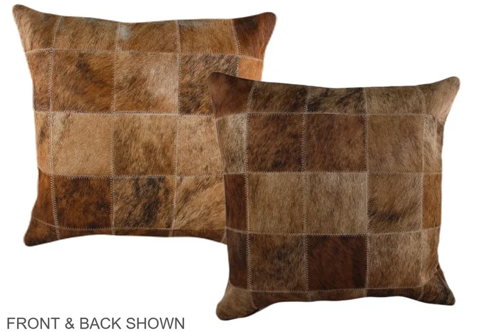 Patchwork 20″x20″ Brazilian Cowhide Pillow #A37691 by Hudson Hides