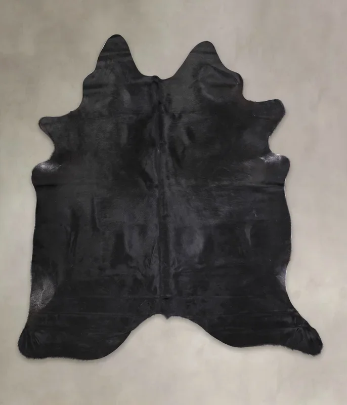 Solid Black X-Large Brazilian Cowhide Rug 6’10″H x 6’4″W #A25234 by Hudson Hides