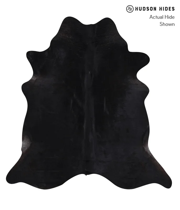 Solid Black X-Large Brazilian Cowhide Rug 6’10″H x 6’6″W #A6308 by Hudson Hides