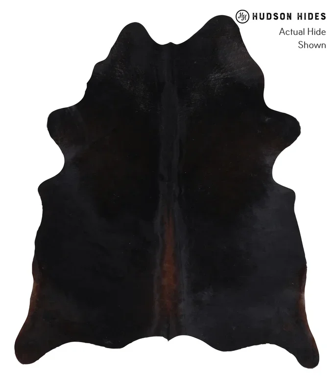Solid Black X-Large Brazilian Cowhide Rug 6’11″H x 5’11″W #A5193 by Hudson Hides