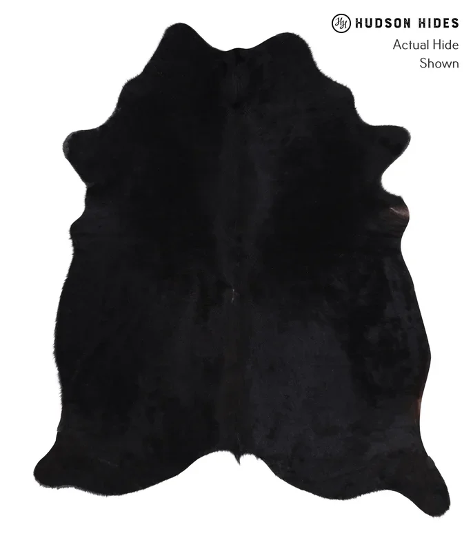 Solid Black X-Large Brazilian Cowhide Rug 6’11″H x 5’11″W #A6397 by Hudson Hides