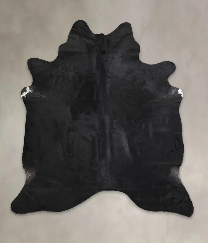 Solid Black X-Large Brazilian Cowhide Rug 6’11″H x 6’5″W #A25236 by Hudson Hides