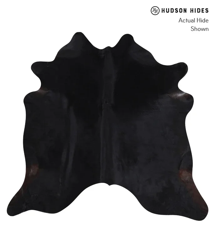 Solid Black X-Large Brazilian Cowhide Rug 6’2″H x 6’8″W #A7980 by Hudson Hides