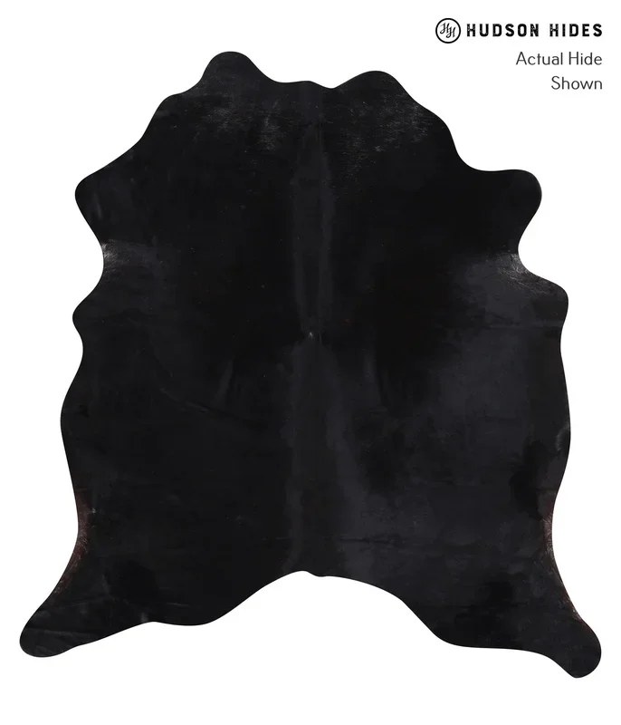Solid Black X-Large Brazilian Cowhide Rug 6’6″H x 6’1″W #A6405 by Hudson Hides