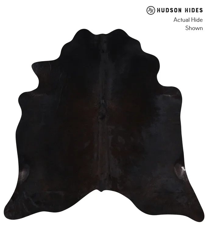 Solid Black X-Large Brazilian Cowhide Rug 6’7″H x 6’10″W #A3565 by Hudson Hides