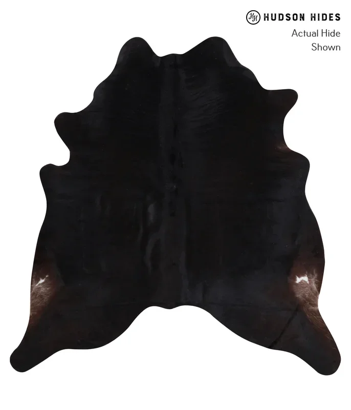 Solid Black X-Large Brazilian Cowhide Rug 6’7″H x 6’5″W #A6406 by Hudson Hides