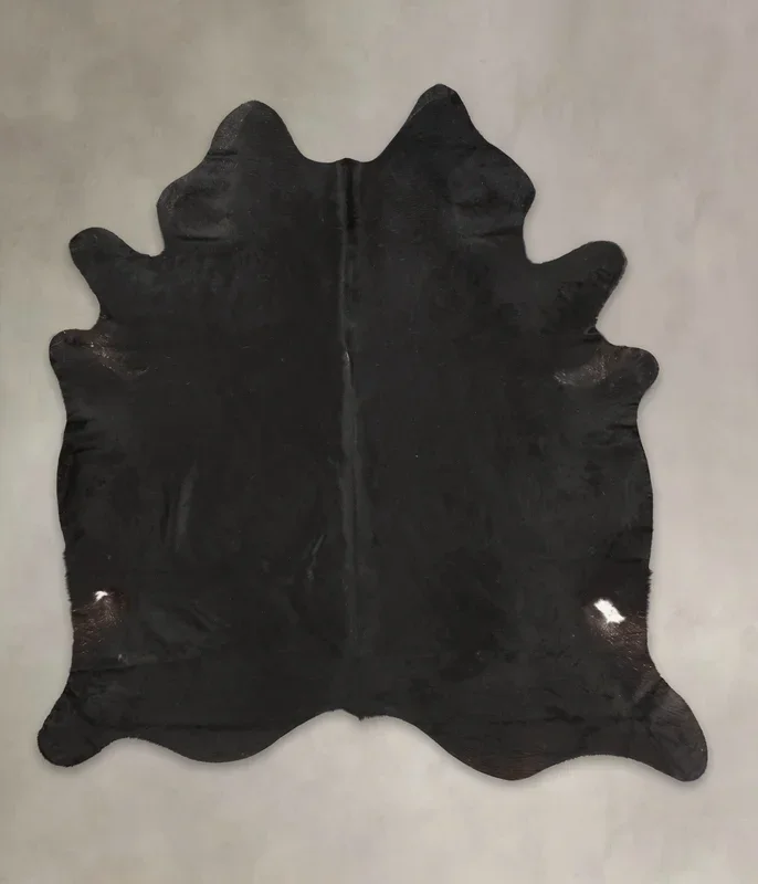 Solid Black XX-Large Brazilian Cowhide Rug 7’10″H x 7’4″W #B1944 by Hudson Hides