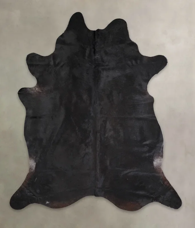 Solid Black XX-Large Brazilian Cowhide Rug 7’11″H x 6’10″W #A25859 by Hudson Hides