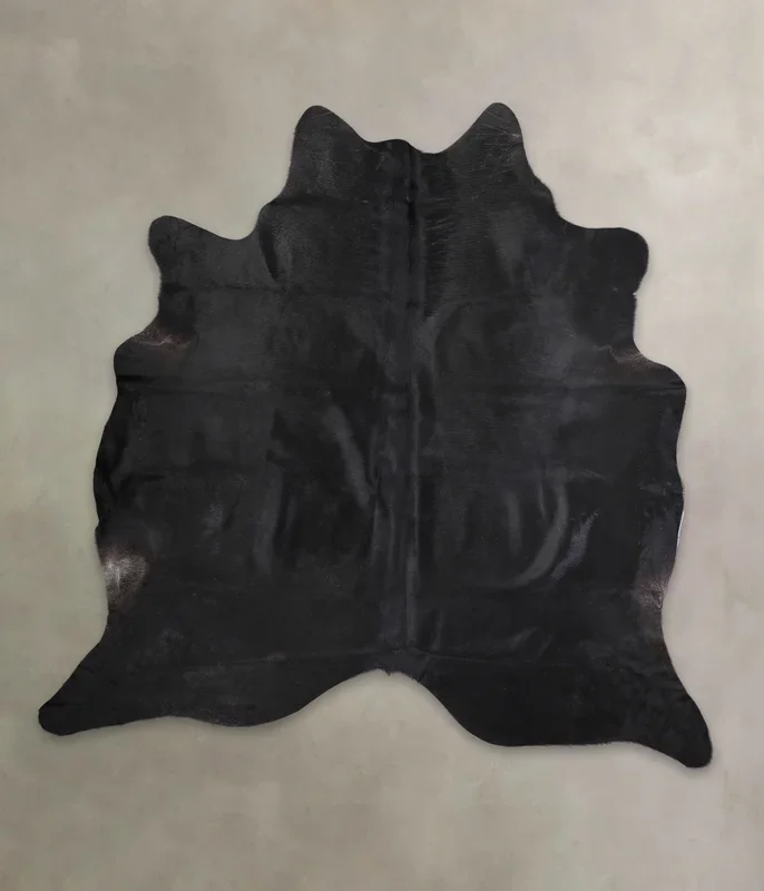 Solid Black XX-Large Brazilian Cowhide Rug 7’2″H x 7’2″W #A24901 by Hudson Hides