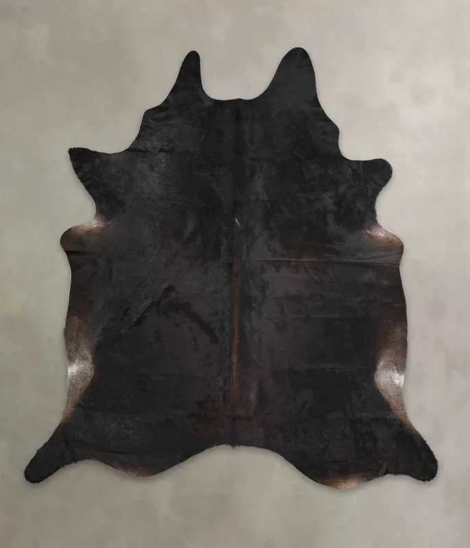 Solid Black XX-Large Brazilian Cowhide Rug 7’8″H x 7’1″W #A22183 by Hudson Hides