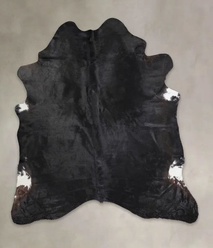 Solid Black XX-Large Brazilian Cowhide Rug 7’9″H x 6’11″W #A24466 by Hudson Hides