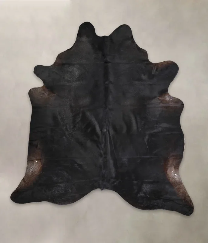 Solid Black XX-Large Brazilian Cowhide Rug 8’0″H x 7’6″W #A24434 by Hudson Hides