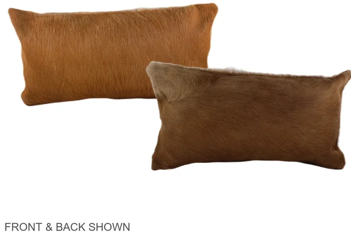 Solid Brown 12″x22″ Brazilian Cowhide Pillow #A37921 by Hudson Hides
