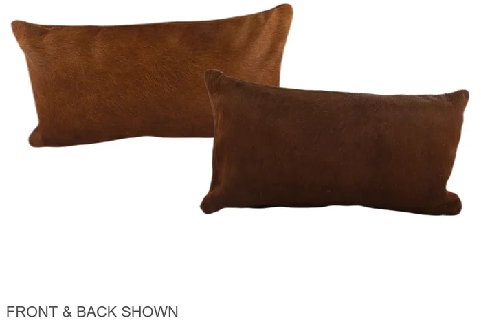 Solid Brown 12″x22″ Brazilian Cowhide Pillow #A37986 by Hudson Hides