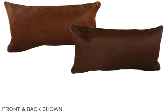 Solid Brown 12″x22″ Brazilian Cowhide Pillow #A38073 by Hudson Hides