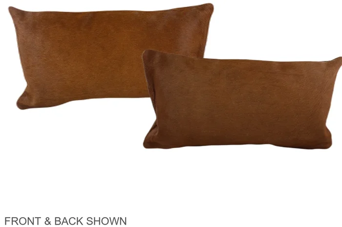 Solid Brown 12″x22″ Brazilian Cowhide Pillow #A38568 by Hudson Hides