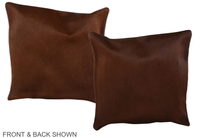 Solid Brown 16″x16″ Brazilian Cowhide Pillow #A36181 by Hudson Hides
