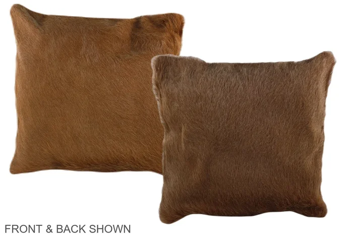 Solid Brown 16″x16″ Brazilian Cowhide Pillow #A36530 by Hudson Hides