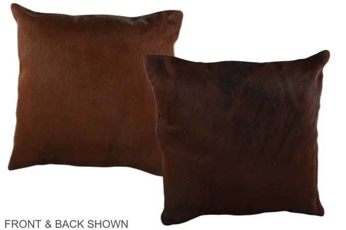Solid Brown 20″x20″ Brazilian Cowhide Pillow #A36577 by Hudson Hides
